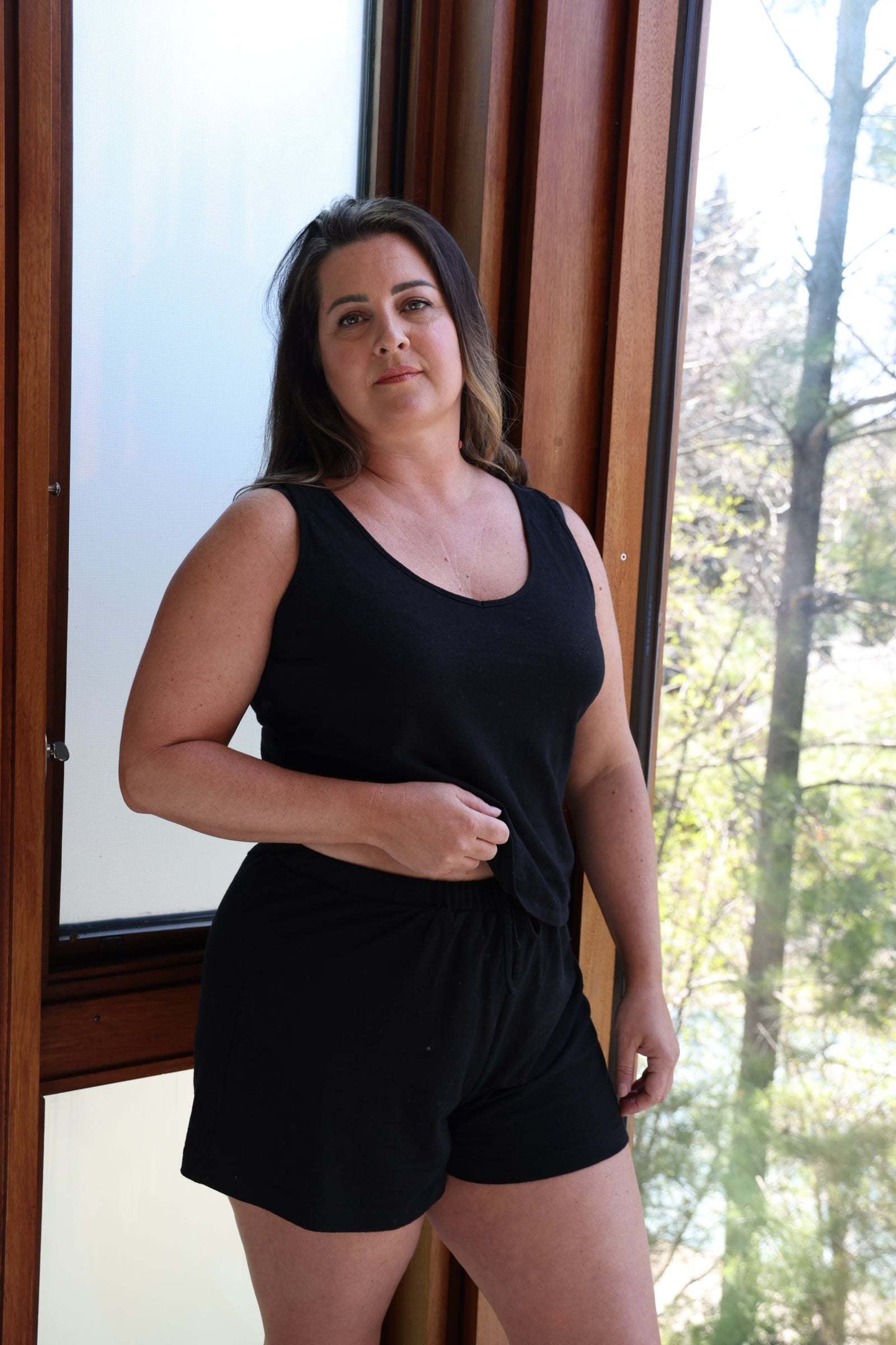 Women's moisture-wicking pjs for night sweats lifestyle view