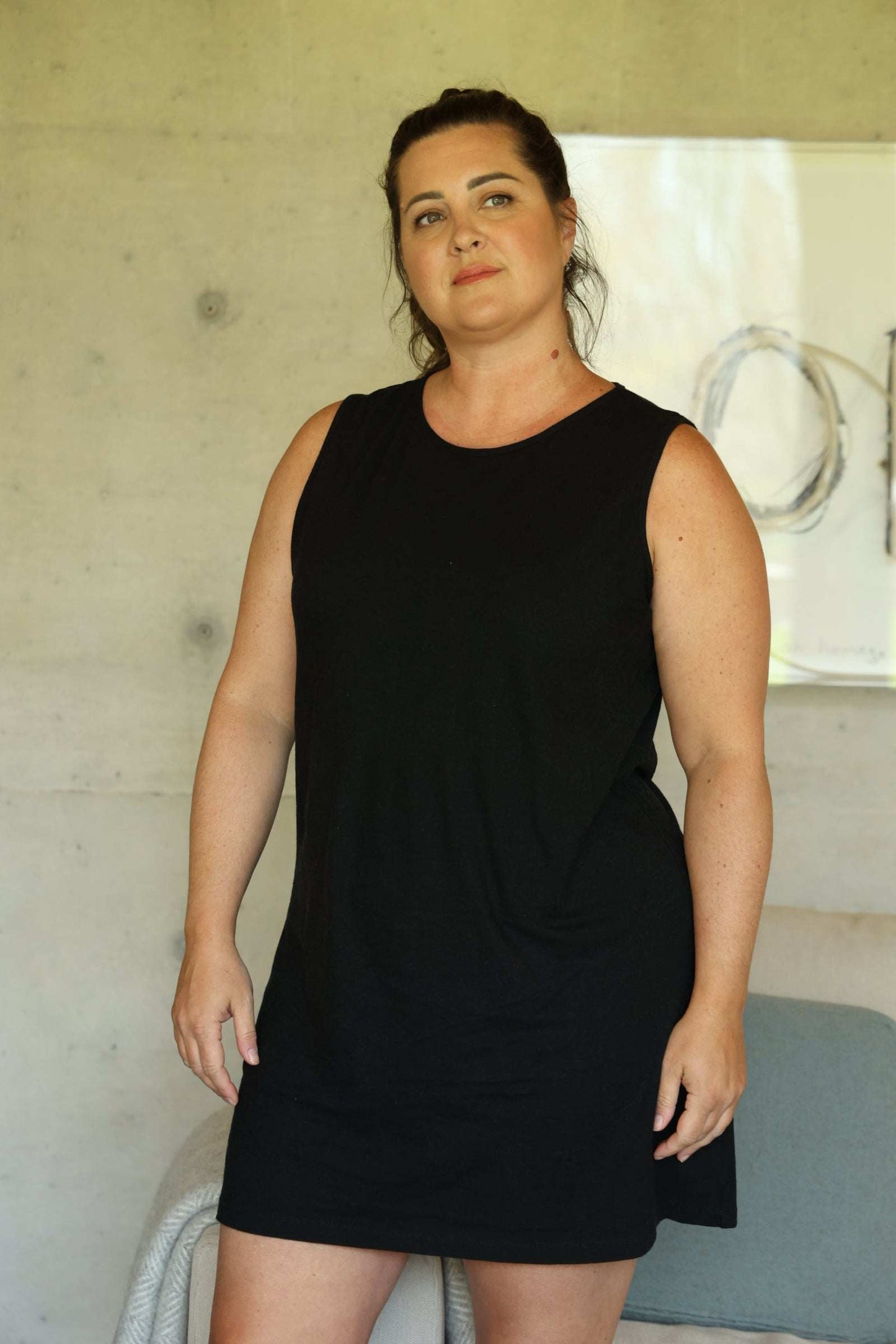 Moisture-wicking nightgown for night sweats, black, lifestyle
