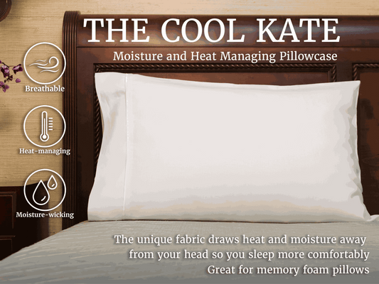 Moisture-wicking cooling pillowcase, with silk trim