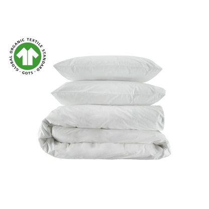 Essential Organic Percale Collection 100% organic cotton duvet cover and pillowcase set with crisp matte finish and breathable fabric