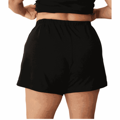 Moisture-wicking PJs and pillowcase for night sweats - shorts - back